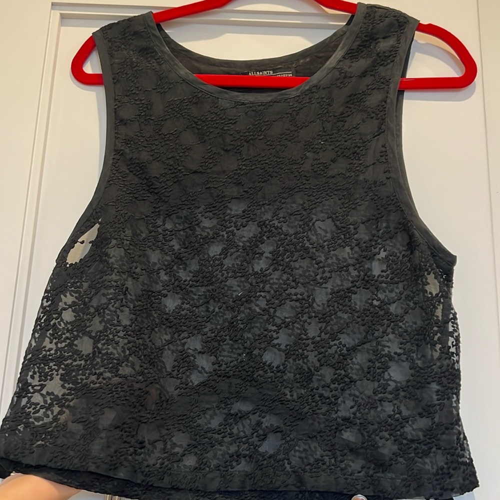 All Saints co-ord set. Black, silk, size 2